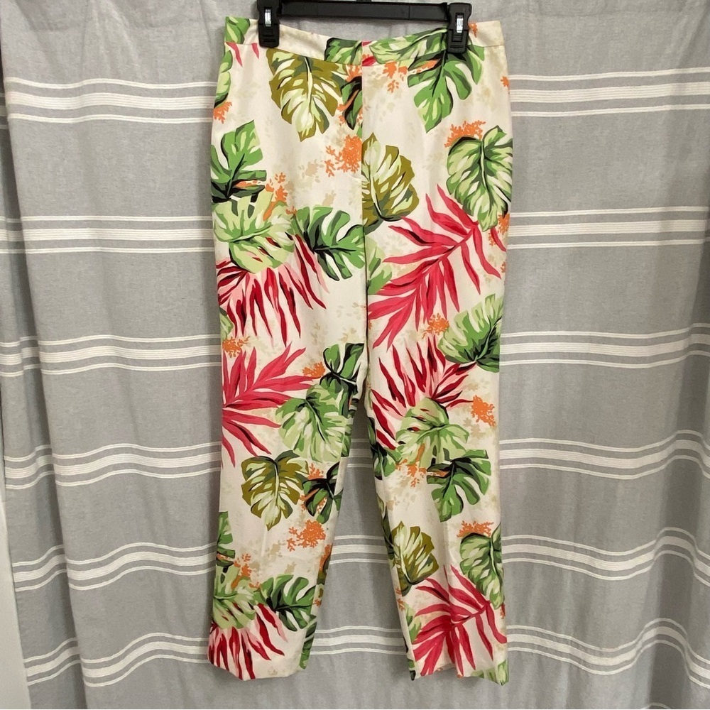 VTG TALBOTS / Tropical Floral Lined Silk Pants Size 12